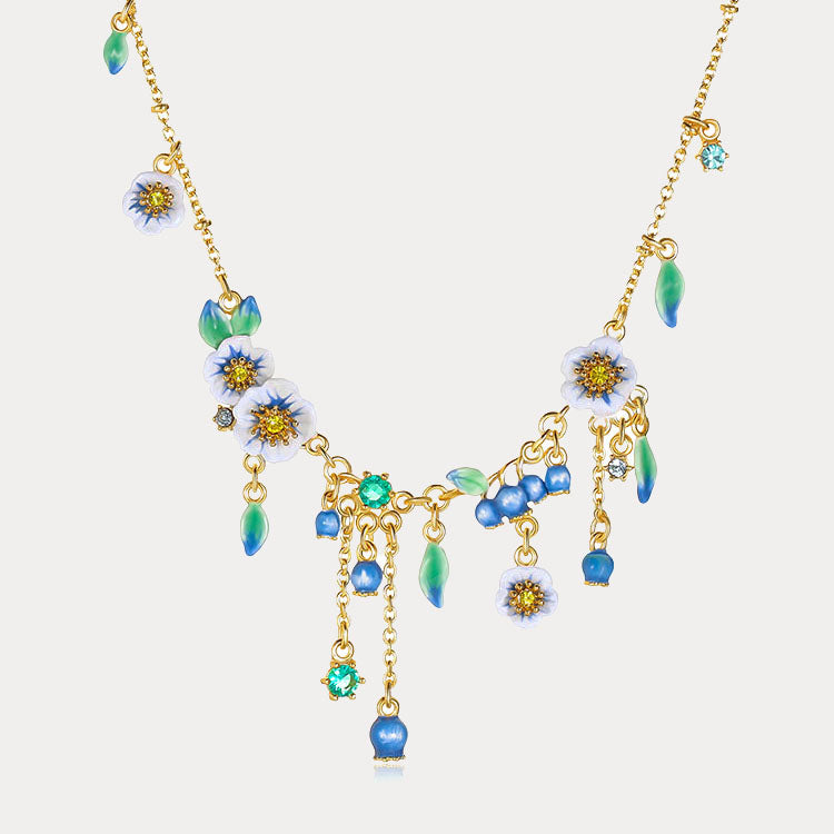 Blueberry Flower Statement Necklace