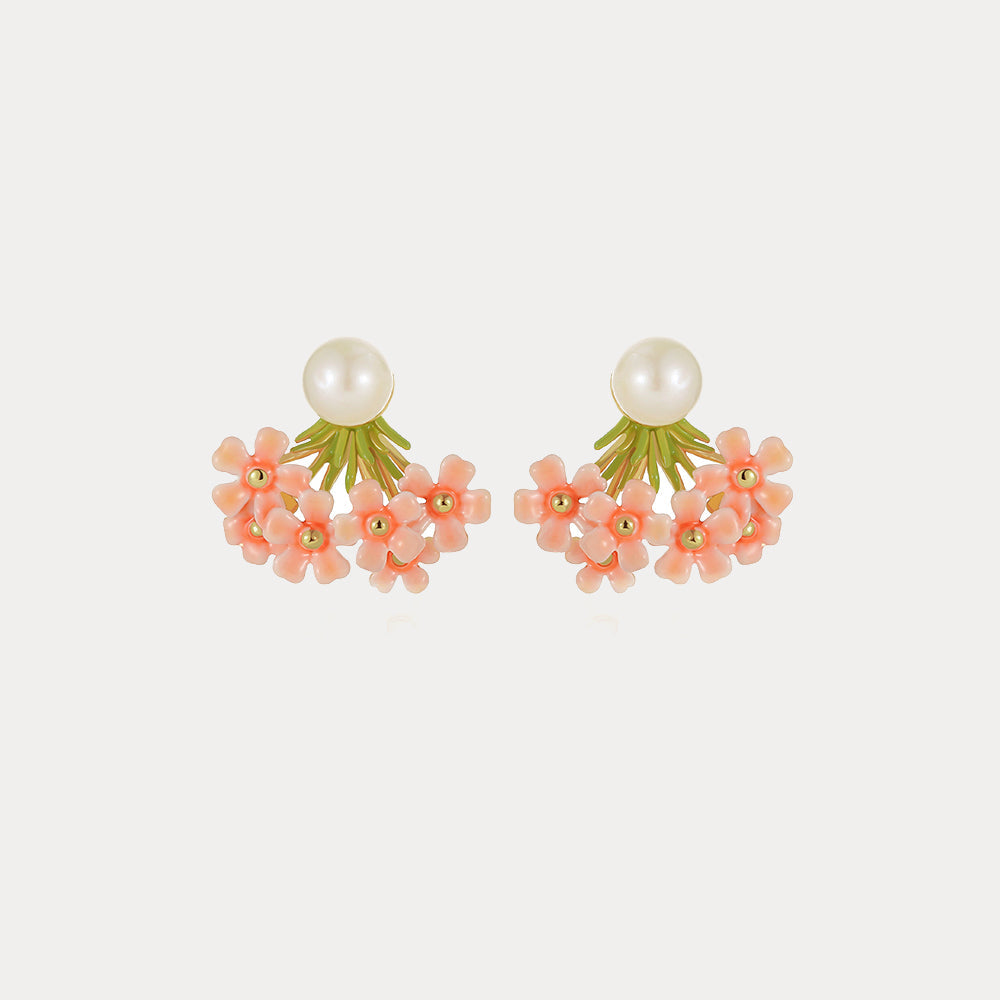 Pink Verbena Stud Earrings