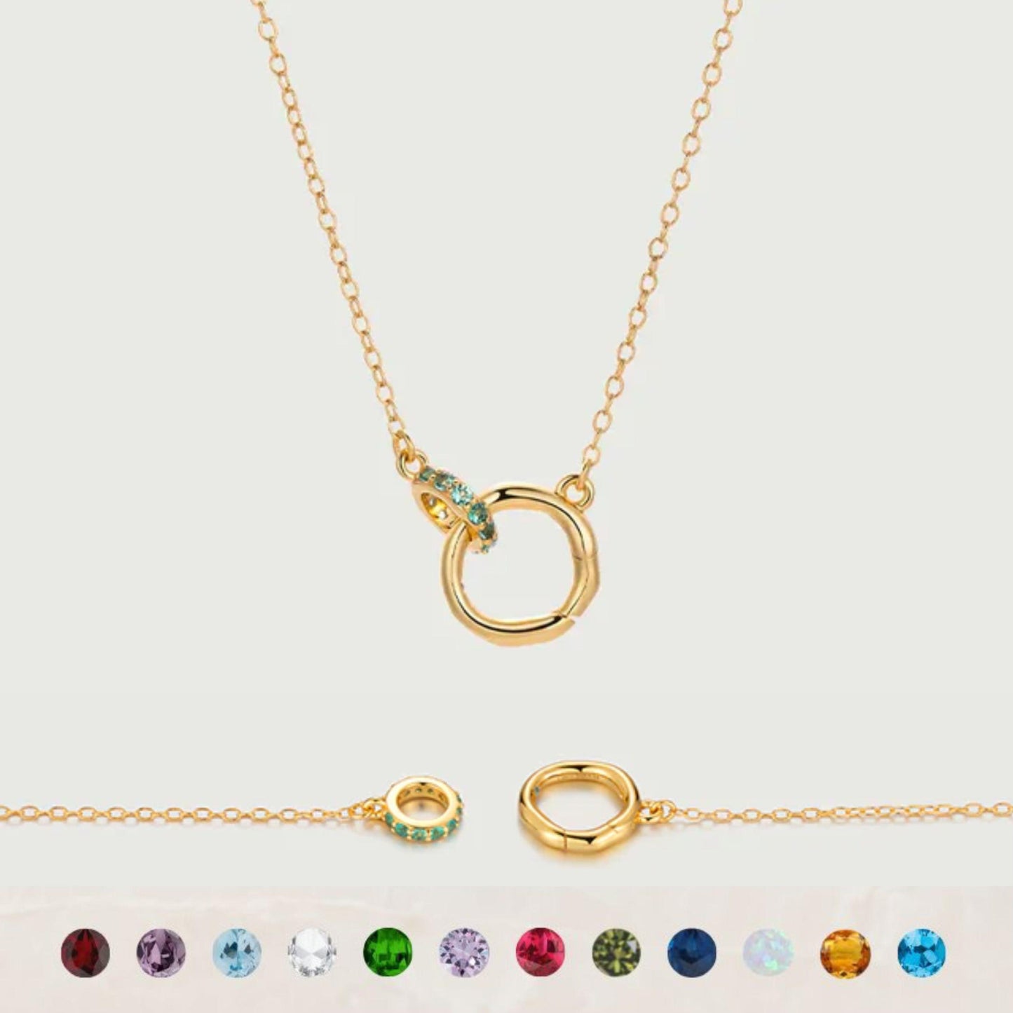 Birth Stone Circle Necklace