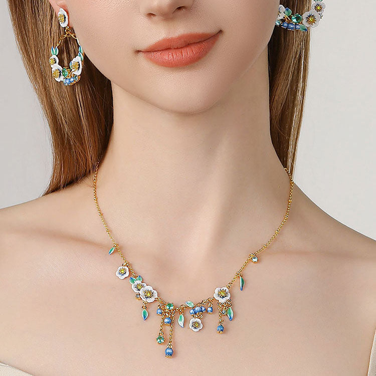 Blueberry Flower Statement Necklace