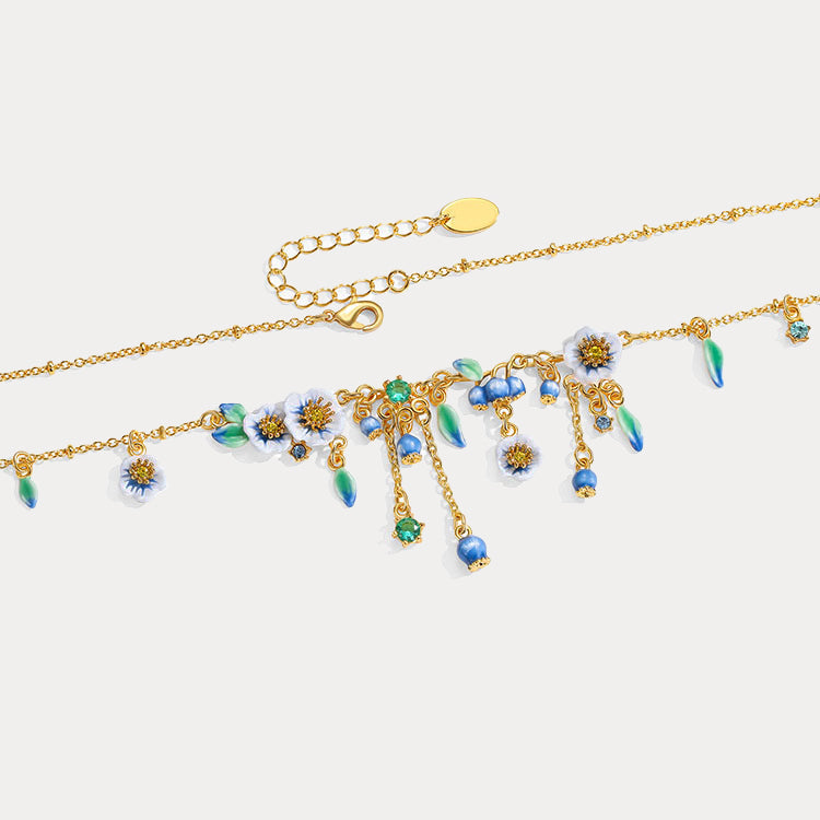 Blueberry Flower Statement Necklace