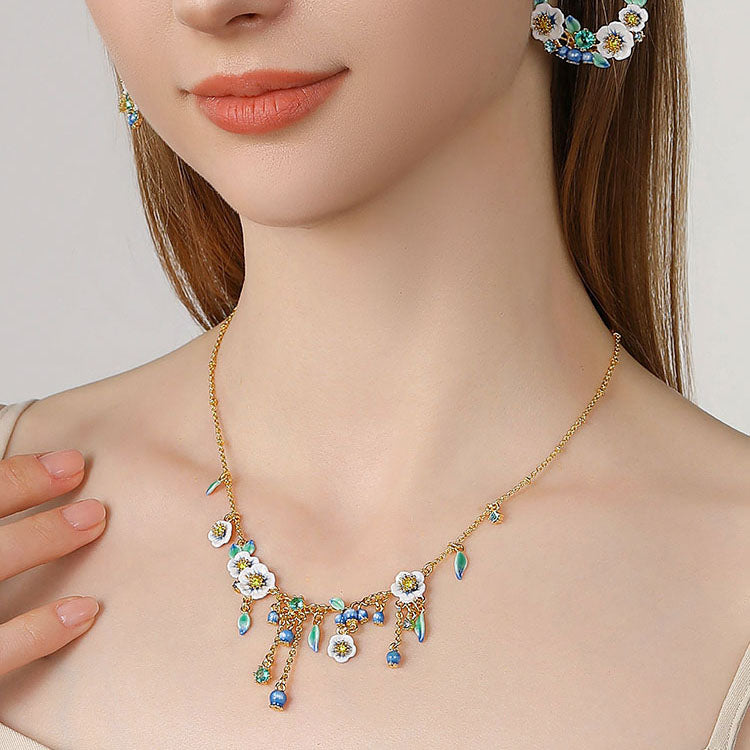 Blueberry Flower Statement Necklace