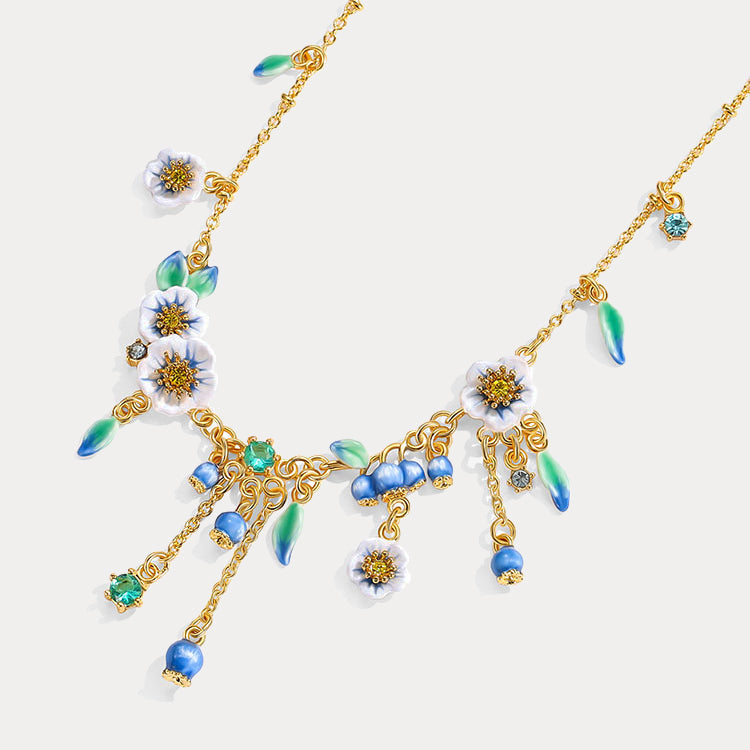 Blueberry Flower Statement Necklace