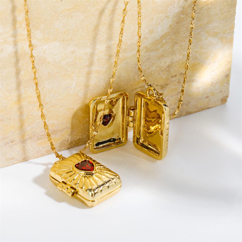 Golden Heart Locket Pendant Necklace