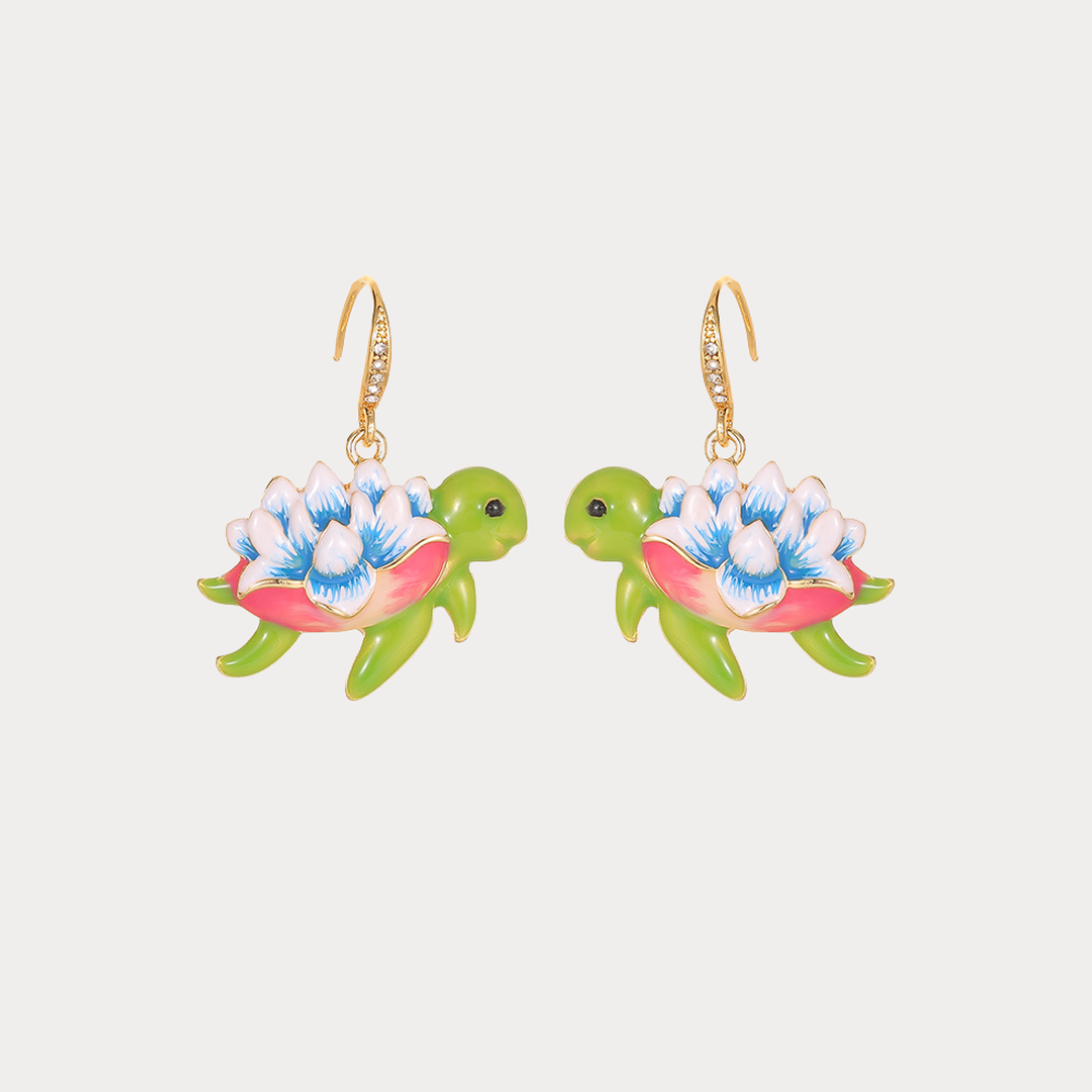 Flower Turtle Earrings
