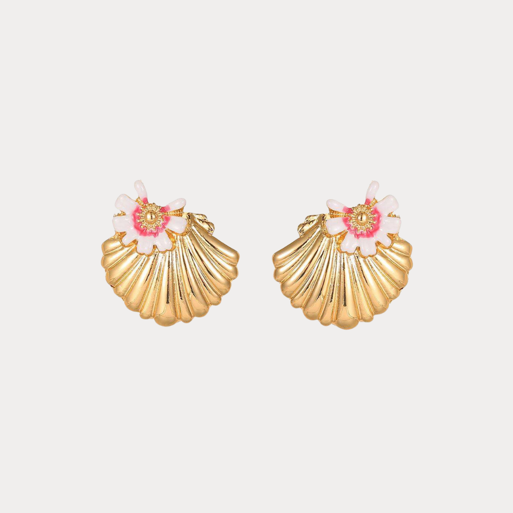 Seashell Flower Stud Earrings