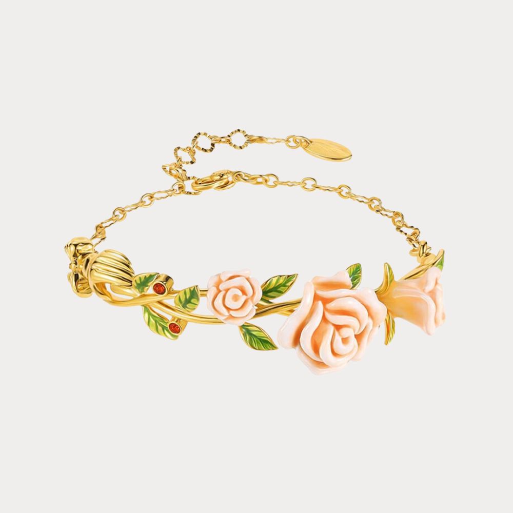 Champagne Rose Flower Bracelet
