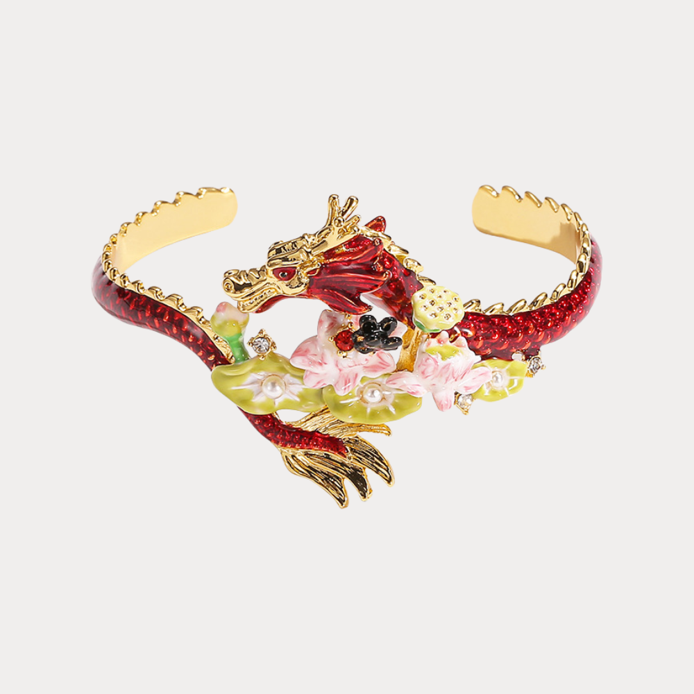 Dragon Lotus Cuff Bracelet