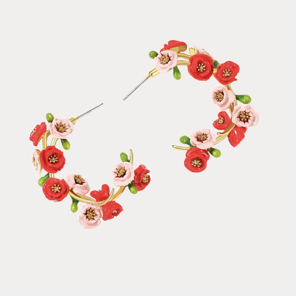 Corn Poppy Hoop Earrings