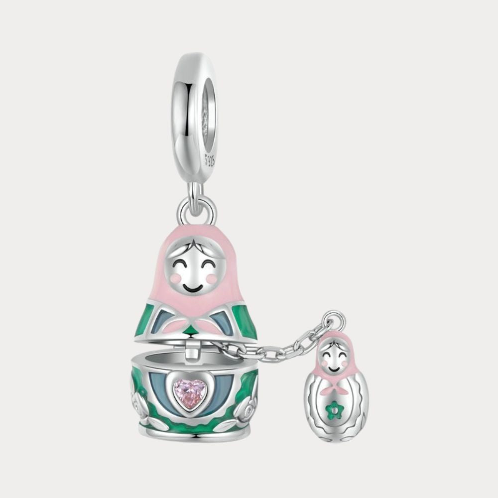 Matryoshka Silver Locket Pendant Necklace
