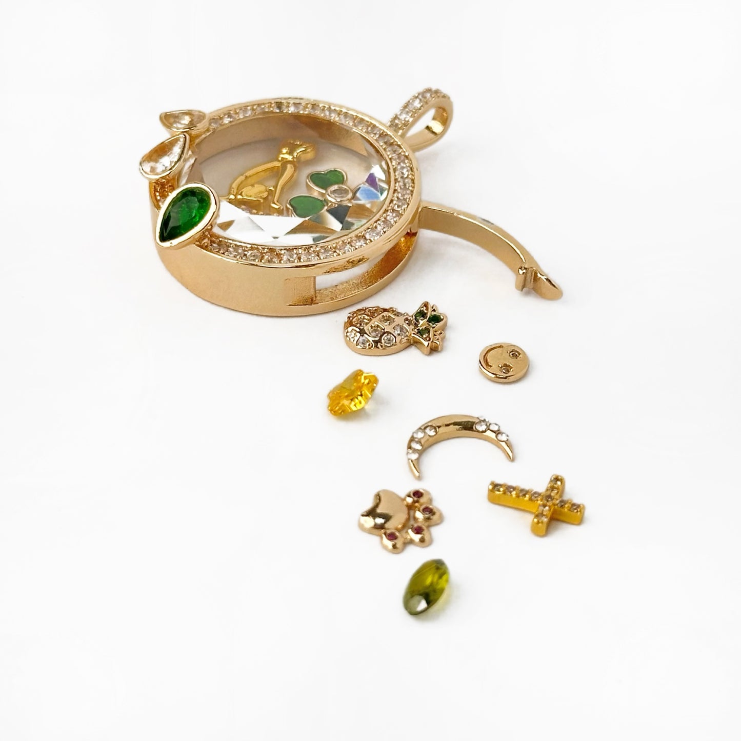 Personalized Gem Drop Charm Box Necklace