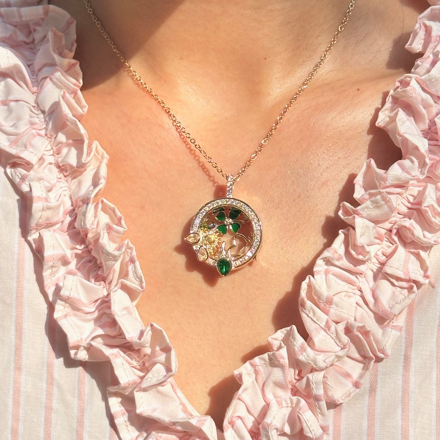 Personalized Gem Drop Charm Box Necklace