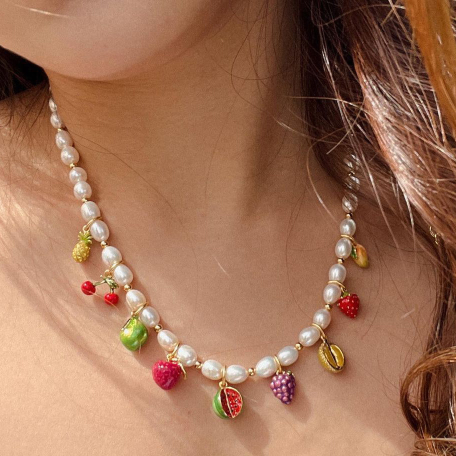 Personalized Fruit Necklace With Pearls