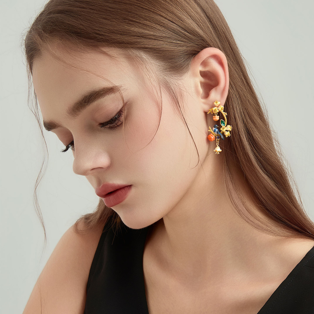 Persimmon Magpie Hoop Earrings