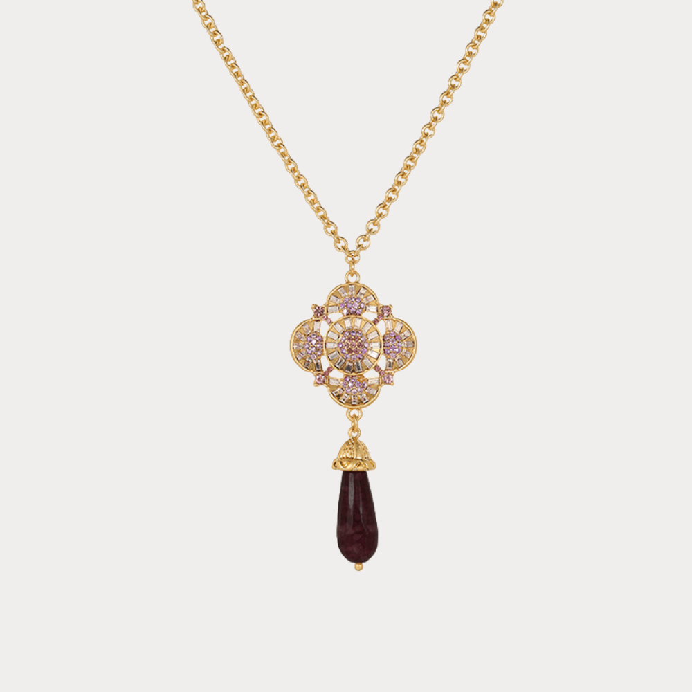 Vintage Radiant Clover Drop Necklace