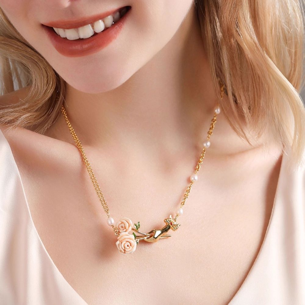 Champagne Rose Flower Necklace
