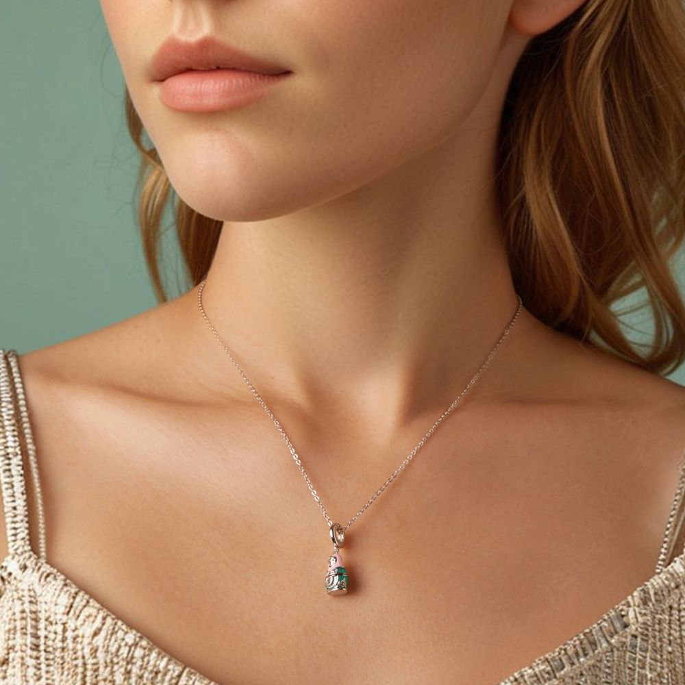Matryoshka Silver Locket Pendant Necklace