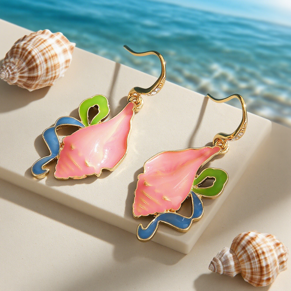 Pink Conch Shell Earrings