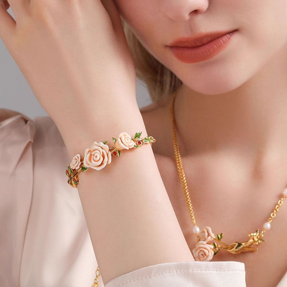 Champagne Rose Flower Bracelet