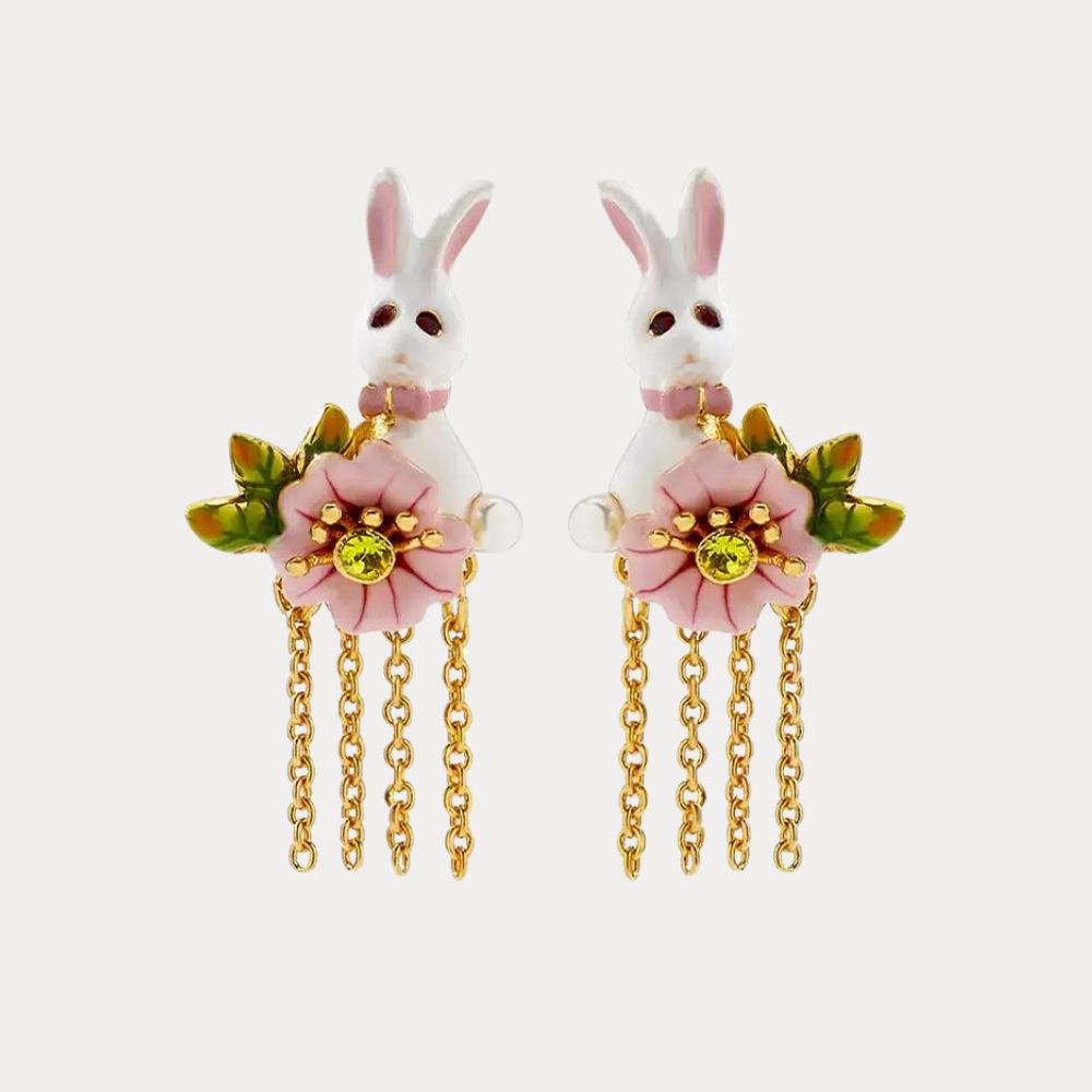 Rabbit Flower Dangle Earring – Animal Jewelry Verdivine