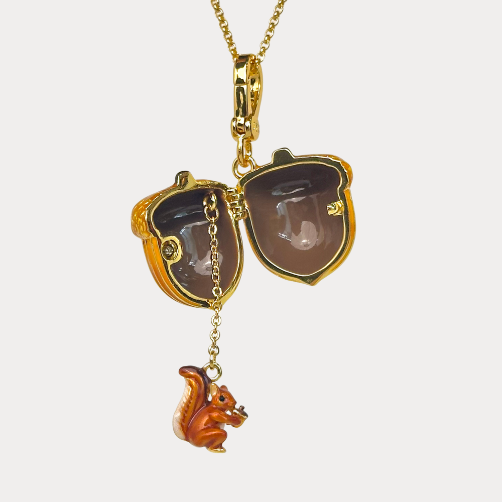 Acorn Squirrel Locket Pendant