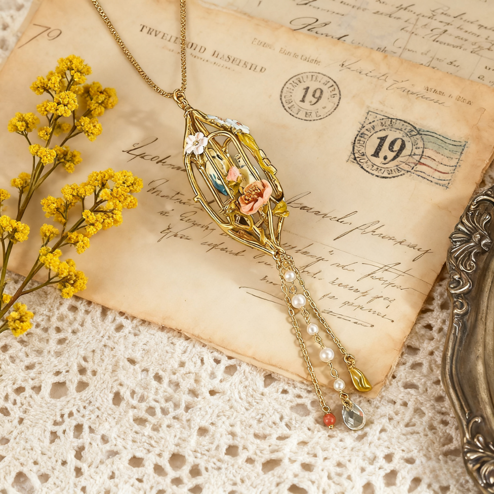 Bird Cage Pendant Necklace