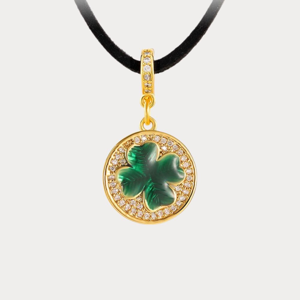 Four-Leaf Clover Coin Pendant Choker