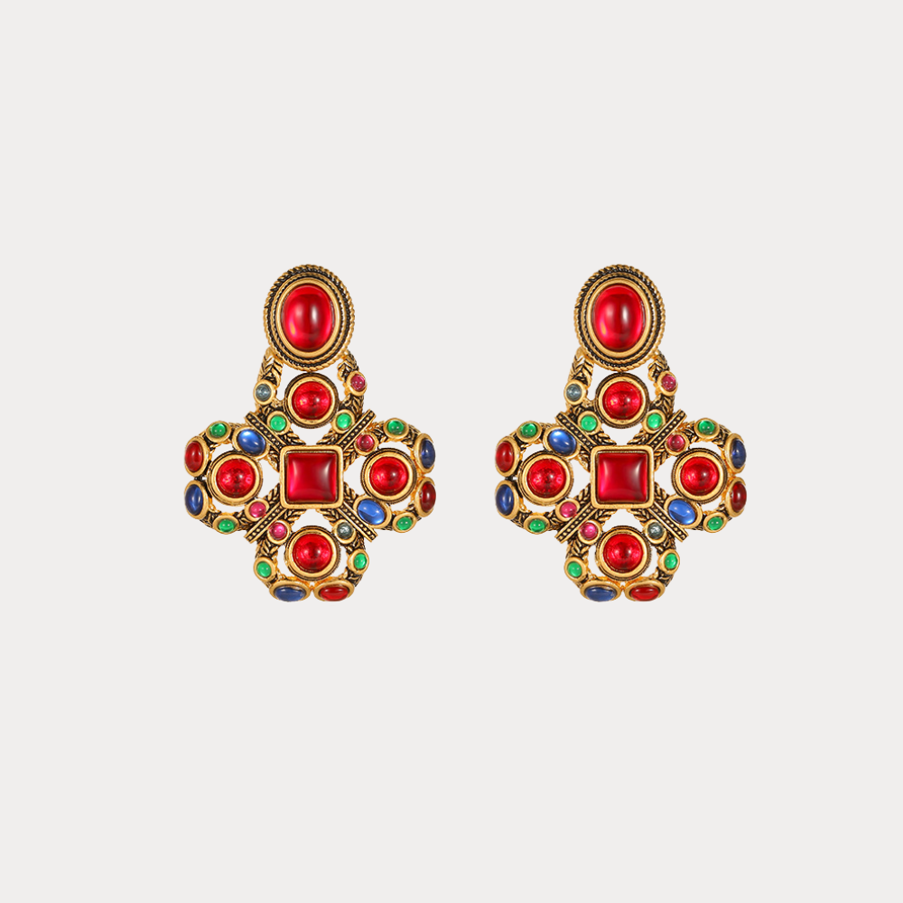 Vintage Scarlet Charm Earrings