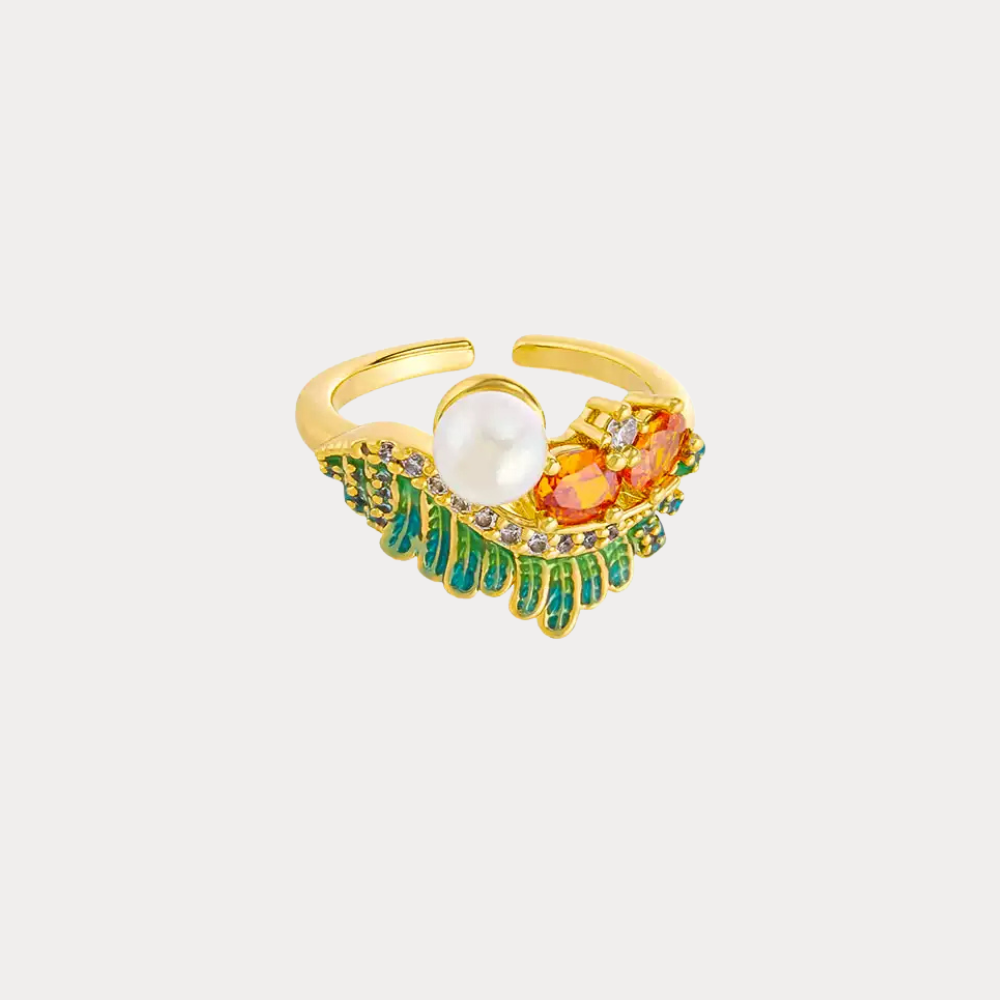 Emerald Feather Ring
