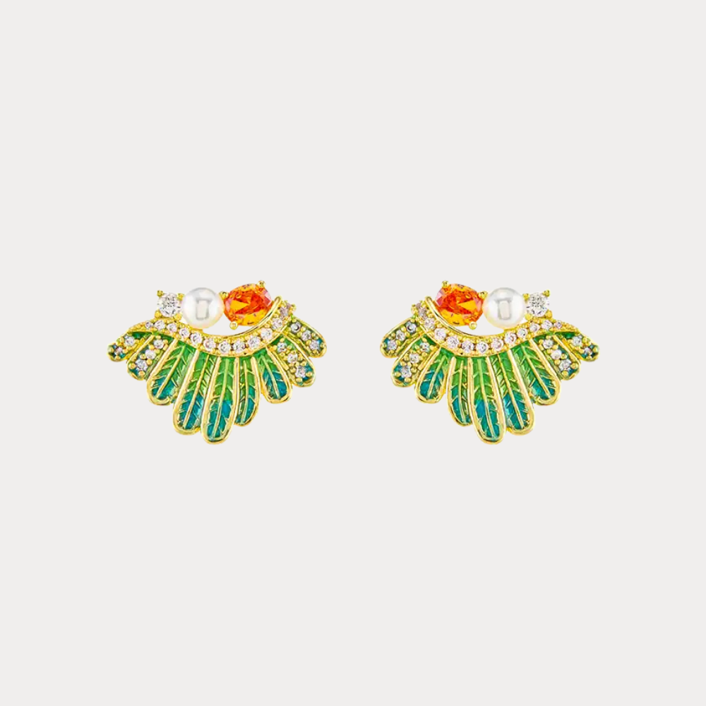 Emerald Feather Earrings