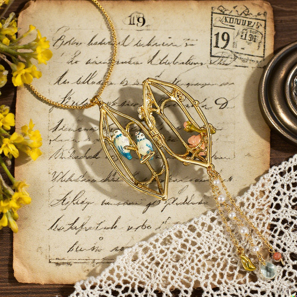 Bird Cage Pendant Necklace