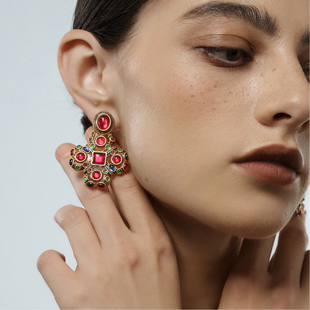 Vintage Scarlet Charm Earrings