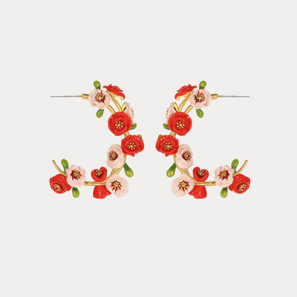 Corn Poppy Hoop Earrings