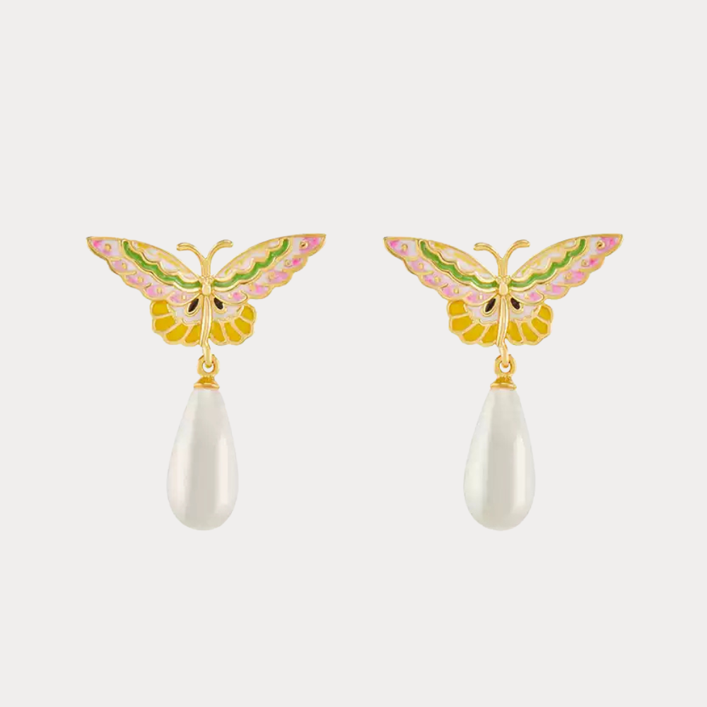 Butterfly Pearl Drop Earrings