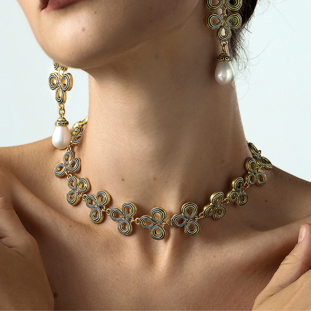 Vintage Triple Petal Charm Necklace