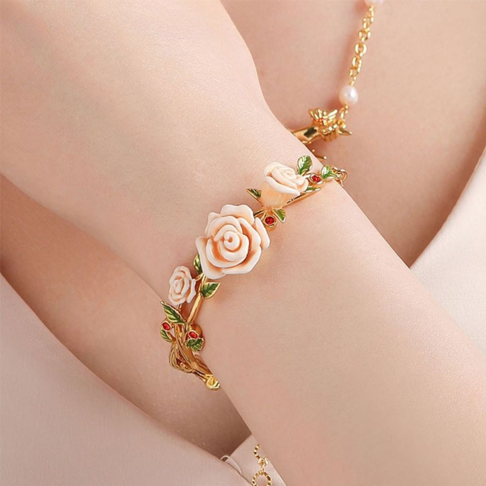 Champagne Rose Flower Bracelet
