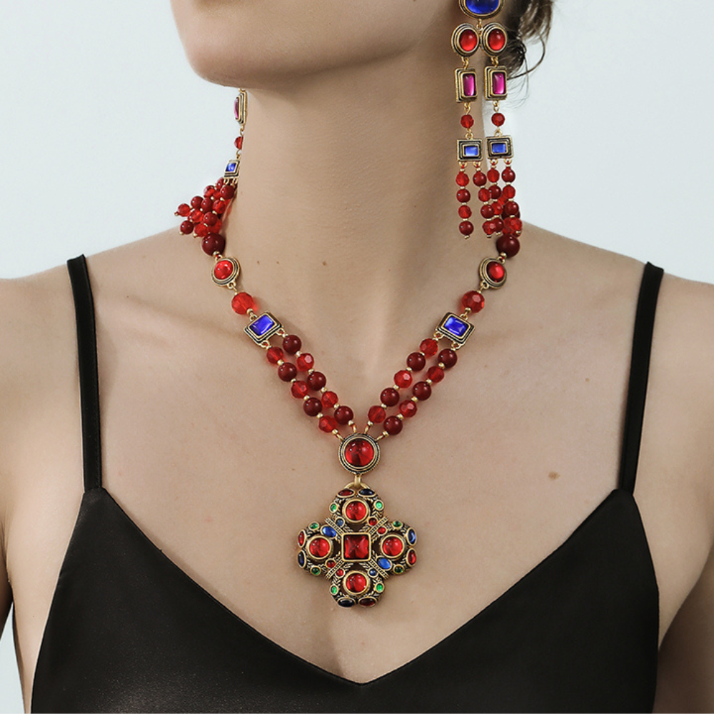 Vintage Scarlet Charm Necklace