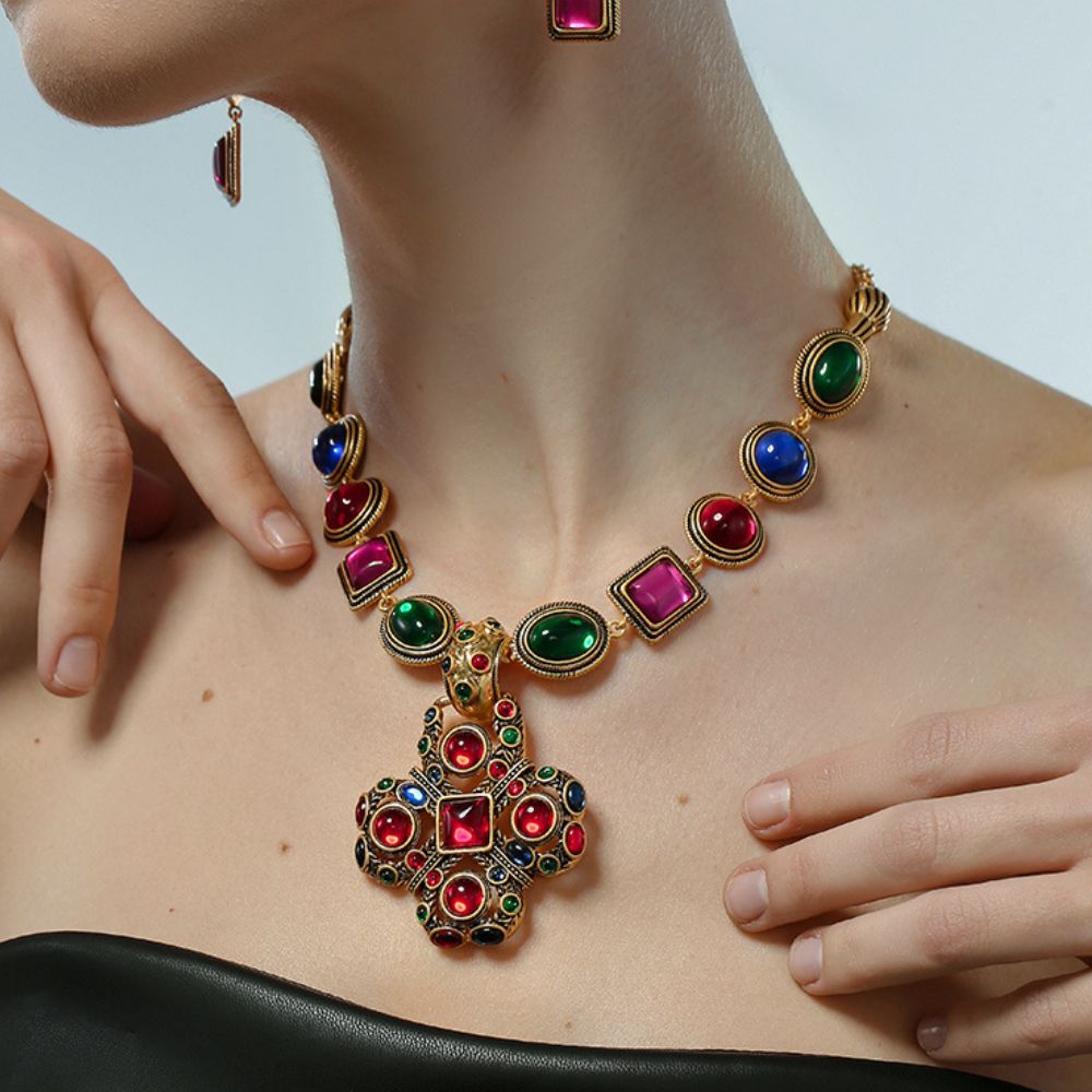 Vintage Scarlet Charm Necklace