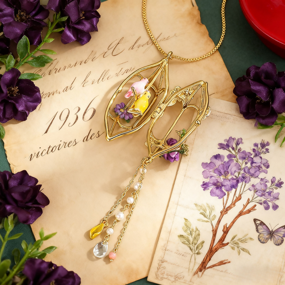 Bird Cage Pendant Necklace