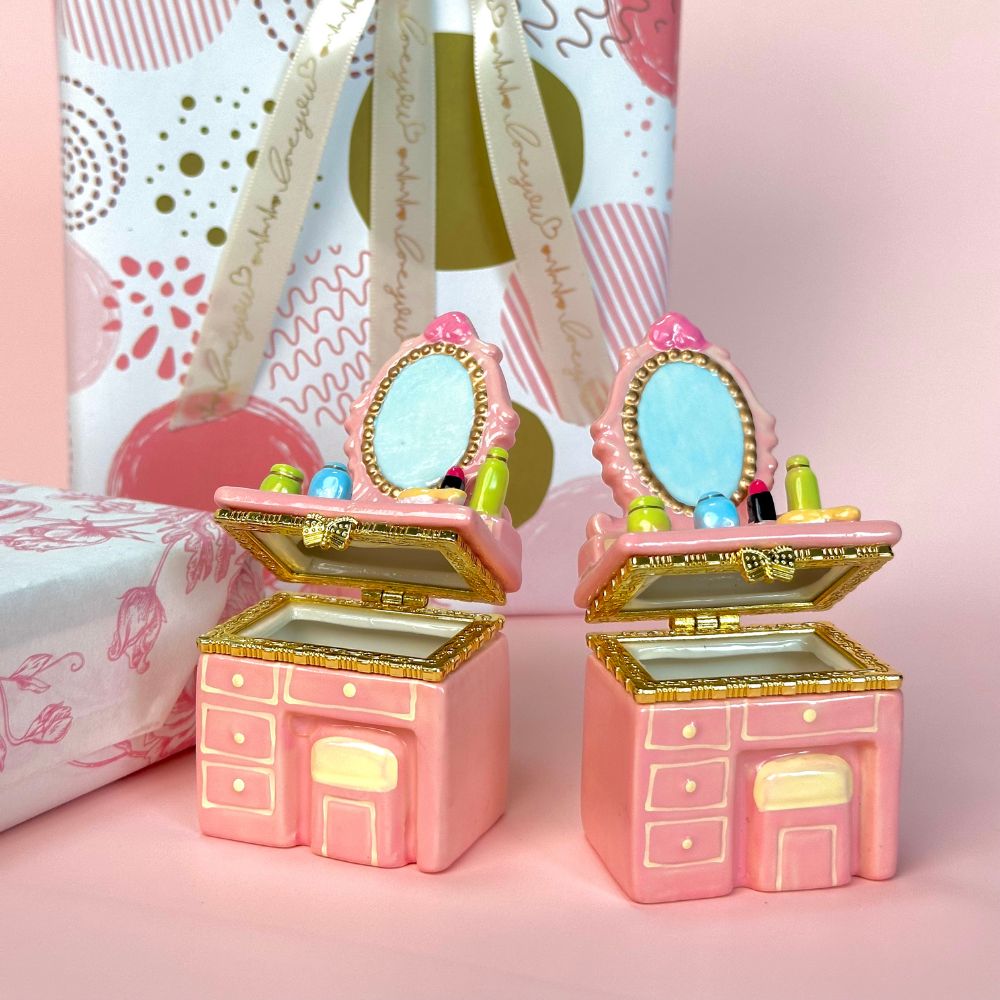 Pink Vanity Table Trinket Box