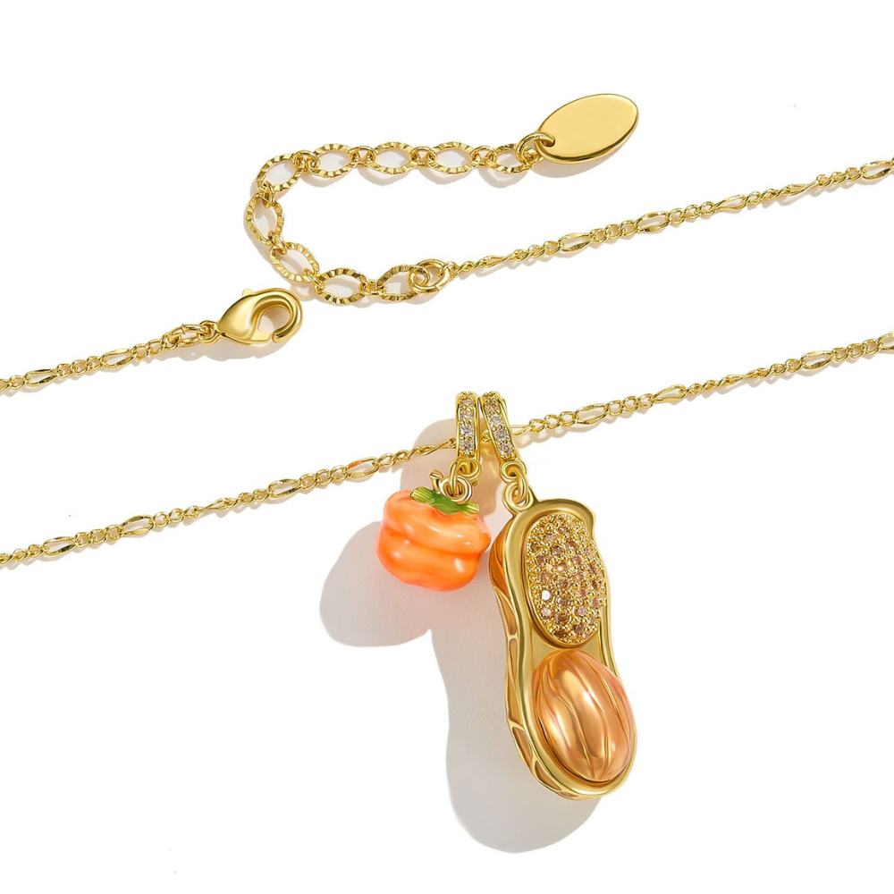 Peanut & Persimmon Pendant Necklace