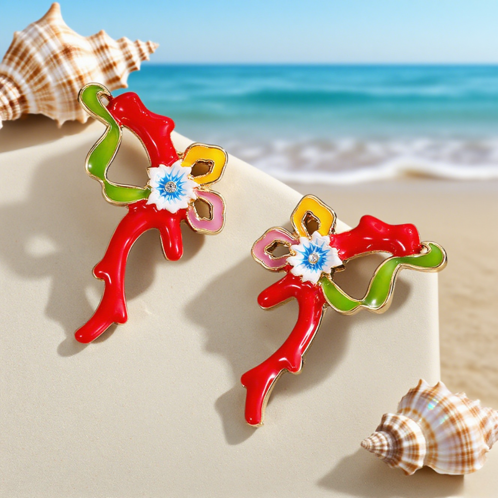 Seagrass Coral Earrings