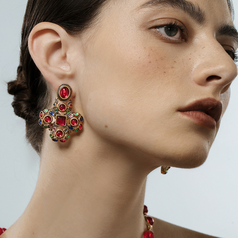 Vintage Scarlet Charm Earrings