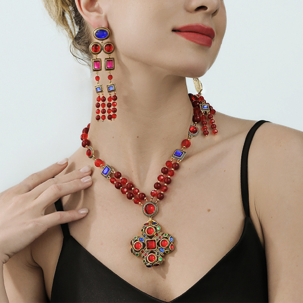 Vintage Scarlet Charm Necklace