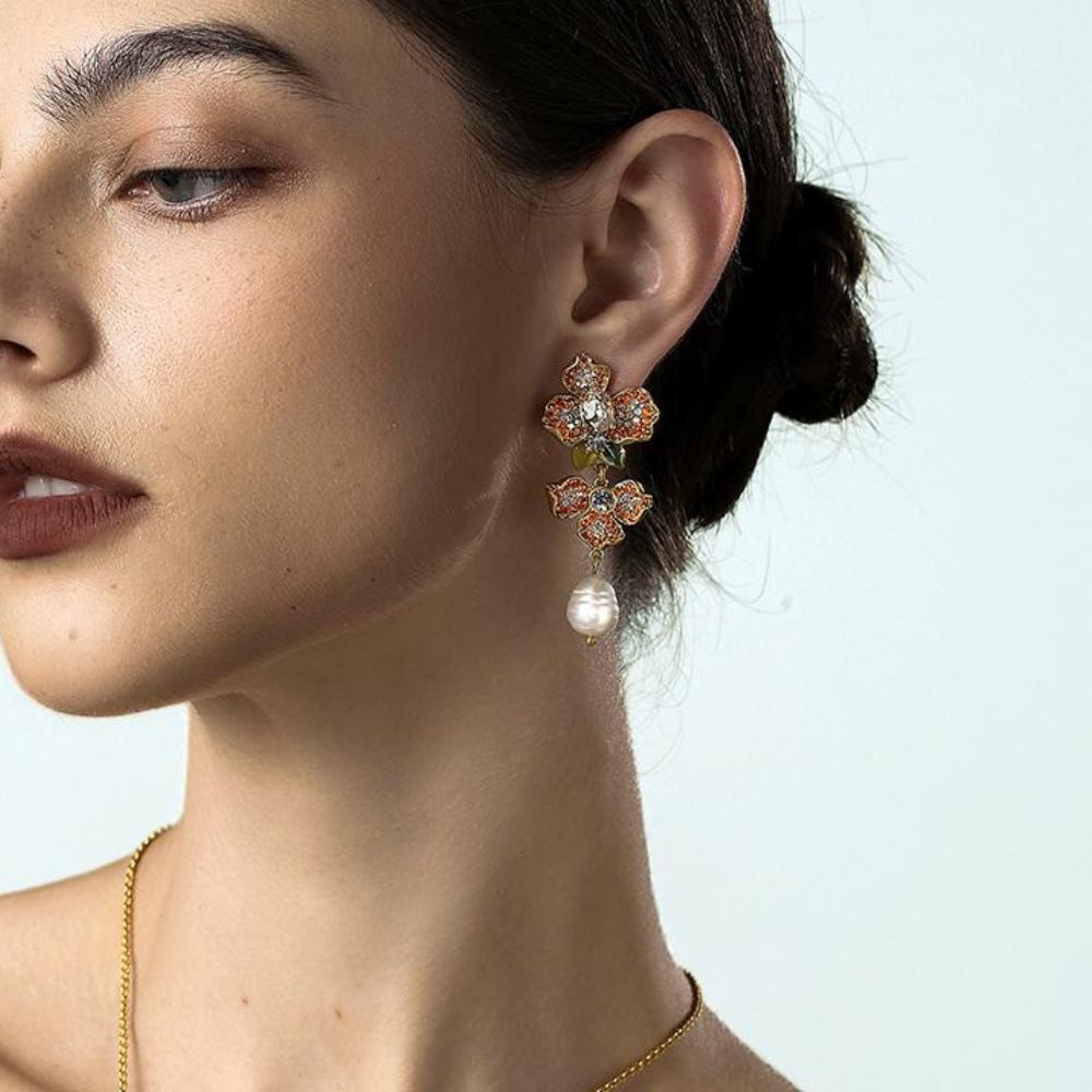 Vintage Blossom Pearl Earrings