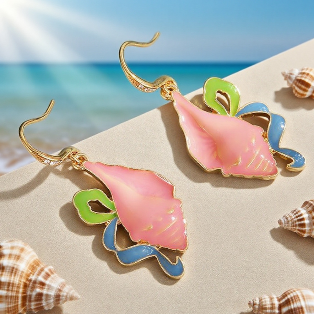 Pink Conch Shell Earrings
