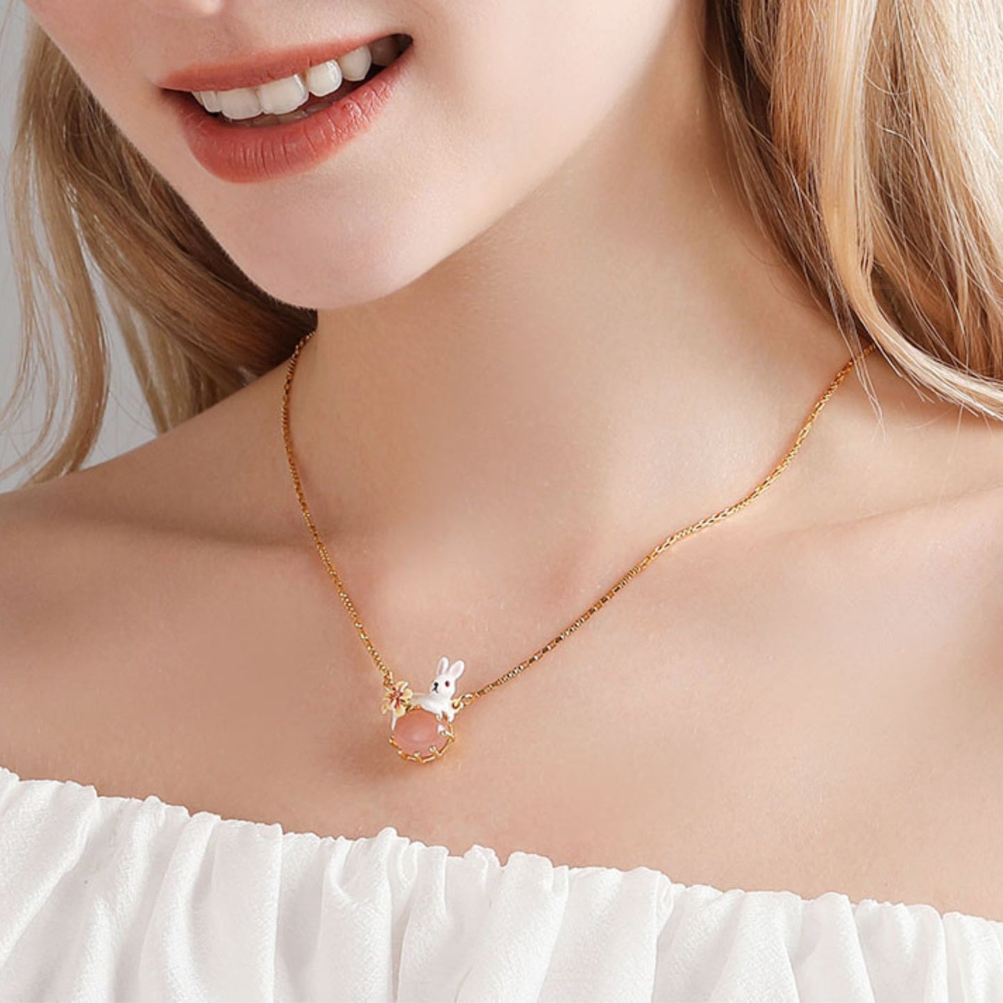 Blossom Bunny Charm Necklace