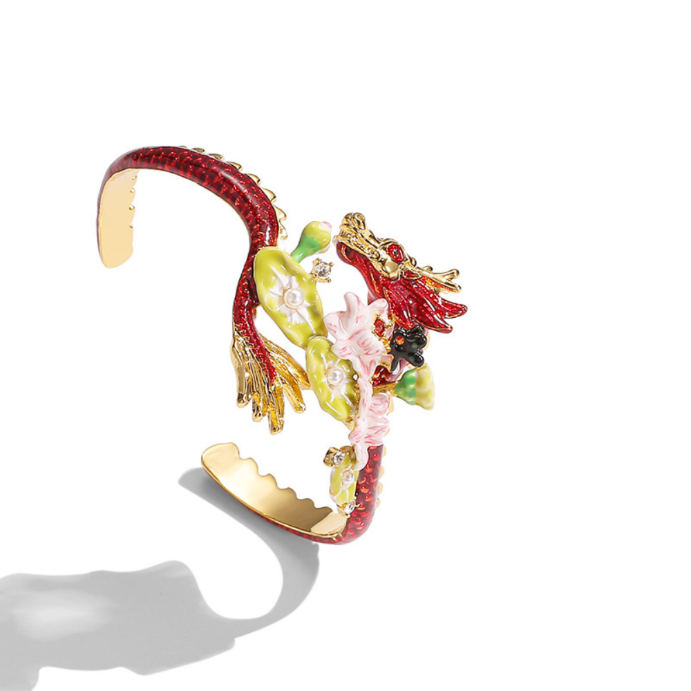 Dragon Lotus Cuff Bracelet