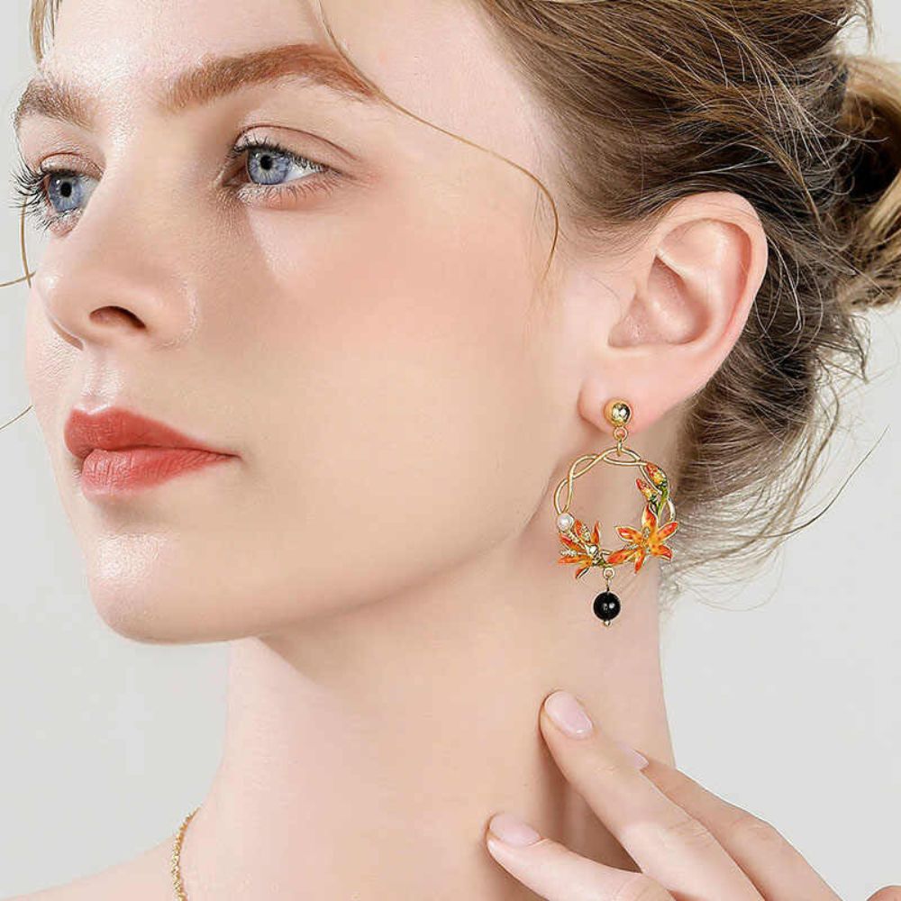 Blackberry Lily Hoop Earrings