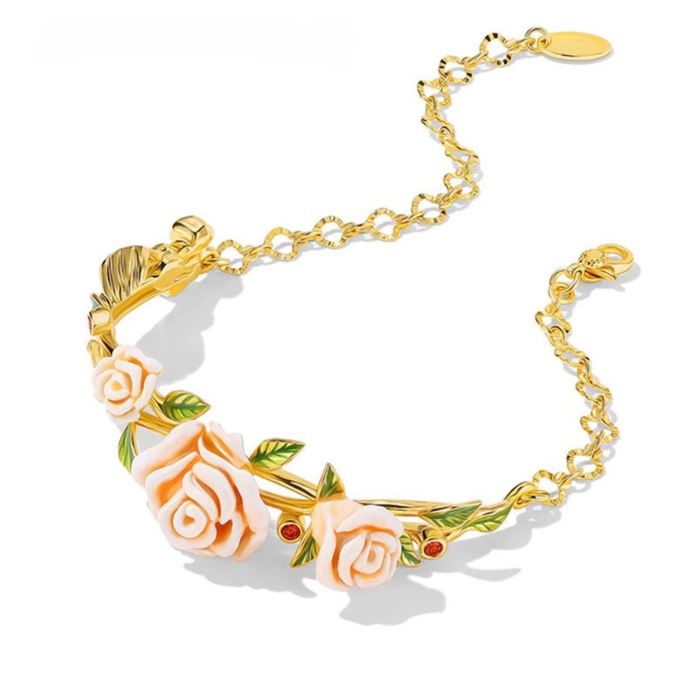 Champagne Rose Flower Bracelet